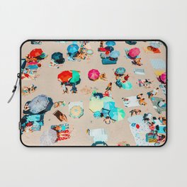 Aerial People On Beach, Beach Umbrellas, Colorful Umbrellas, Summer Vibes Laptop Sleeve