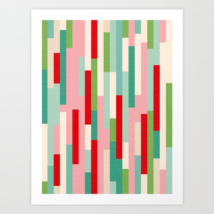 Retro Stripe Pattern - red, green, blue Art Print