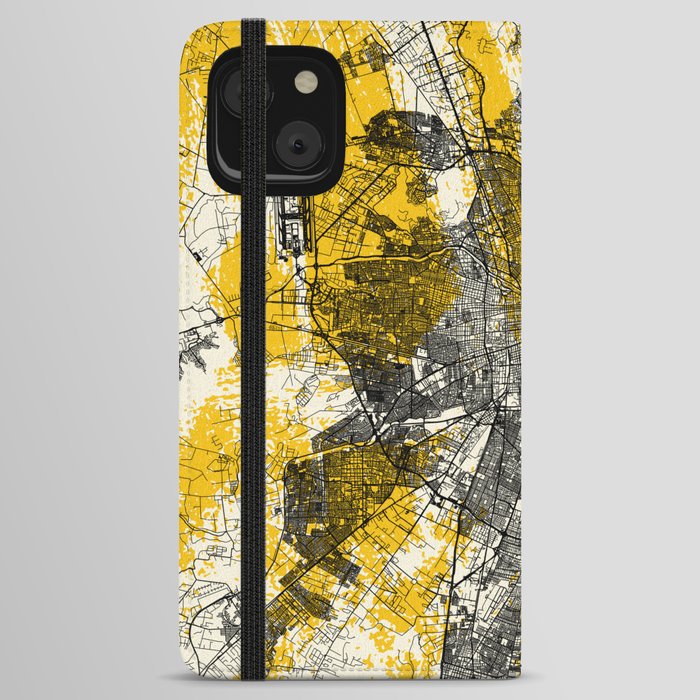 Santiago, Chile - Artistic City Map Painting iPhone Wallet Case