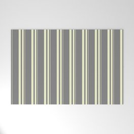 [ Thumbnail: Grey and Light Yellow Colored Striped/Lined Pattern Welcome Mat ]