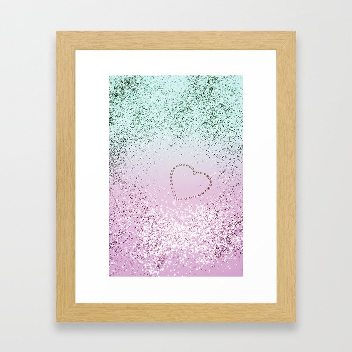 Mermaid Lady Glitter Heart #4 (Faux Glitter) #decor #art #society6 Framed Art Print