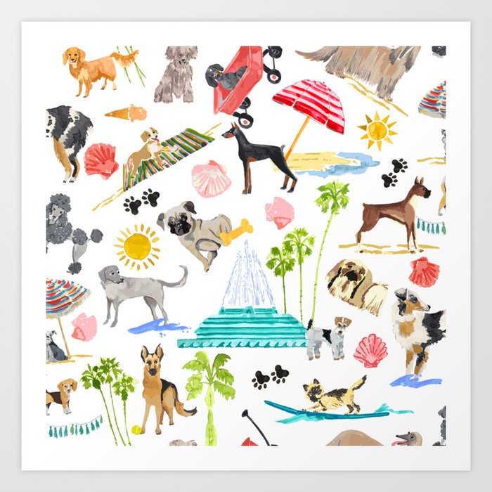 Doggie Days Art Print