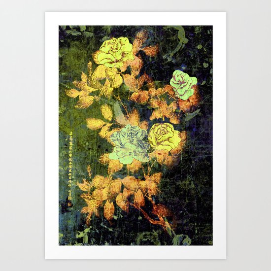 Old Chinese Painting - Peonies Art Print