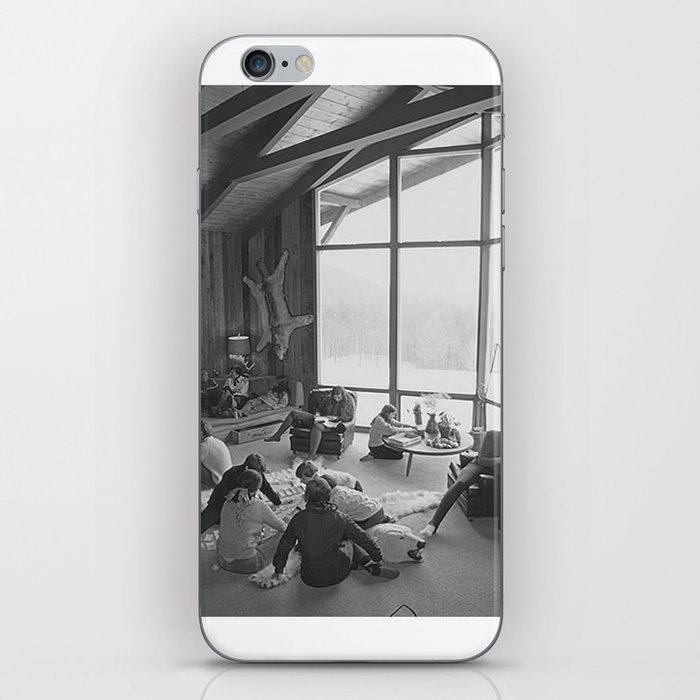 A group of people ski Black and White Photograph poster iPhone Skin