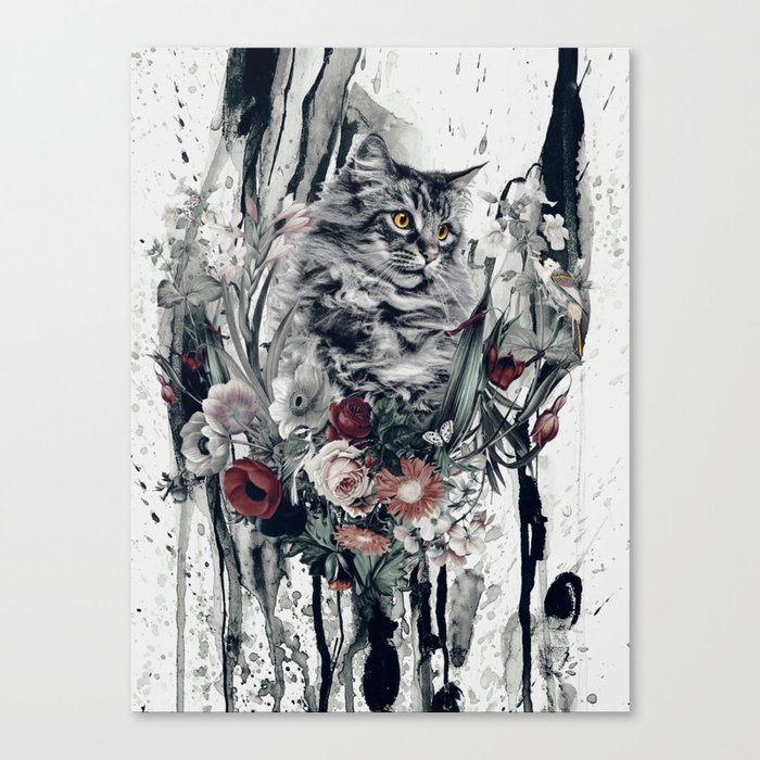 Cat in flowers Canvas Print