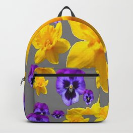SPRING FLOWERS PURPLE PANSIES & GOLDEN DAFFODILS PATTERN ART Backpack
