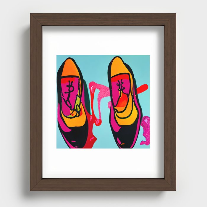 pair of ballerina shoes - pop art Recessed Framed Print