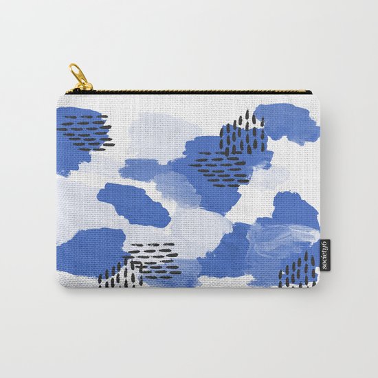 Painted blue abstract monochromatic minimal modern art painting dorm college gender neutral design Carry-All Pouch