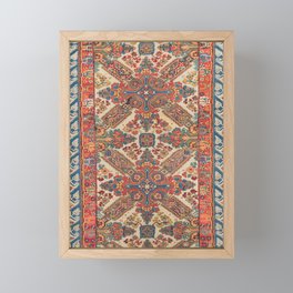 Antique Seikhur San Andrea Cross Pattern Kuba Carpet Vintage Caucasus Persian Rug Framed Mini Art Print