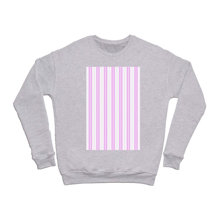 Lilac Pink and White Vintage American Country Cabin Ticking Stripe Crewneck Sweatshirt