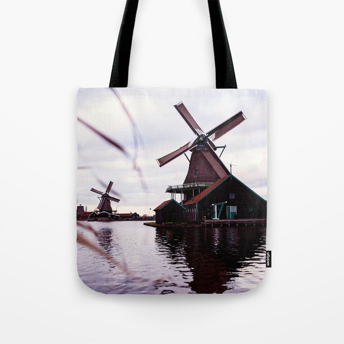 Windmill Dutch countryside wall-art - Zaanse schans Netherlands photo poster Tote Bag