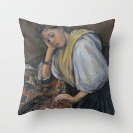 Paul Cézanne - Young Italian Woman at a Table (Jeune Italienne Accoudée) Throw Pillow