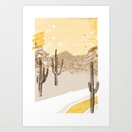 Desert Mountain - Yellow Art Print