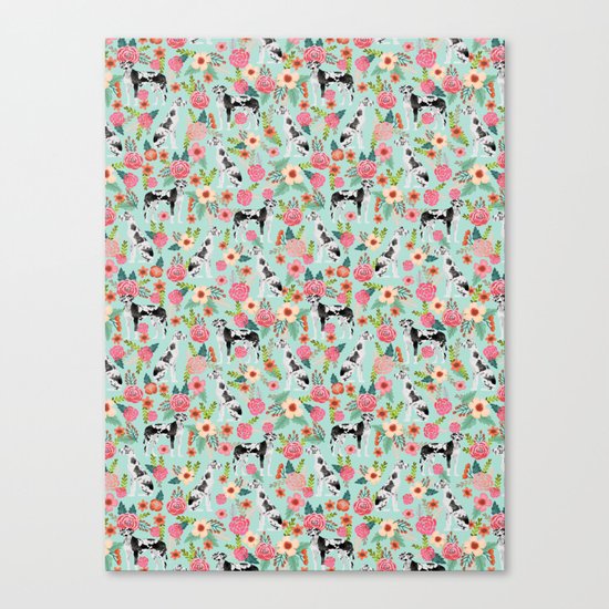 Great Dane dog breed florals mint pattern print for dog owner with great dane must have gifts Canvas Print