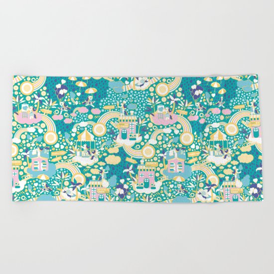 The secret map of Unicorns Village Beach Towel