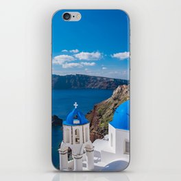Oia, Greece, Cobalt Blue Sea, Summer Day iPhone Skin