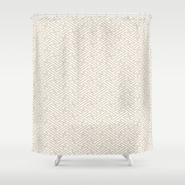 Sayagata - Japanese Traditional Pattern - Ivory & White Shower Curtain