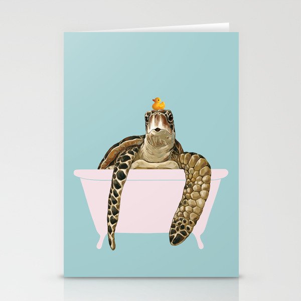 Sea Turtle in Bathtub Stationery Cards