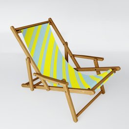 [ Thumbnail: Powder Blue and Yellow Colored Lined Pattern Sling Chair ]