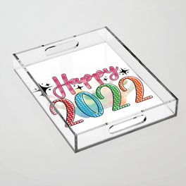 Happy New Year 2022 Vintage New Years Eve Party Graphic Design Digital Graphite New Year2022 New Year's New Years Eve Party Funny New Year Holidays & Events US Holidays  Acrylic Tray