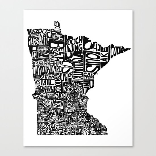 Typographic Minnesota Canvas Print