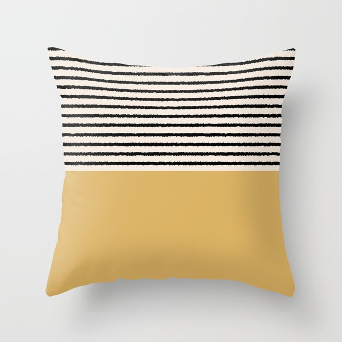 Texture - Black Stripes Gold Throw Pillow