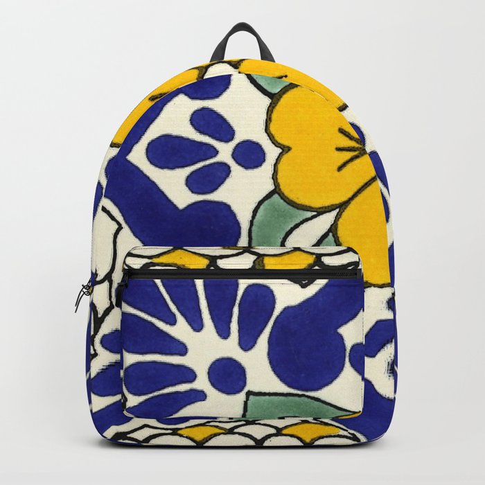 talavera mexican tile in yellow Backpack