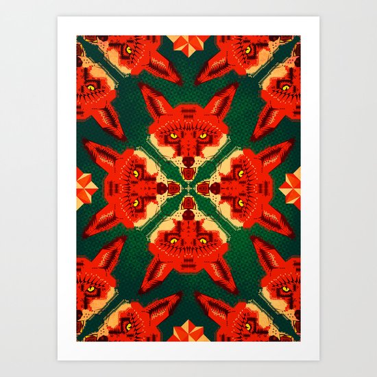 Fox Cross geometric pattern Art Print