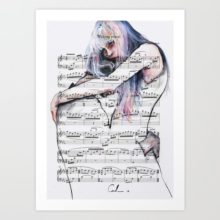 Discover the motif WAITING PLACE ON SHEET MUSIC by Agnes Cecile as a print at TOPPOSTER