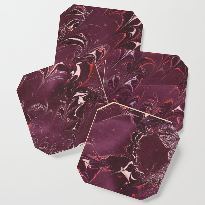 Space Bats Purple Red Marbling Coaster