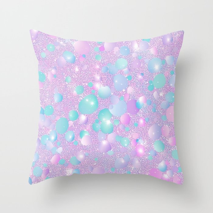 Pastel Glitter Hologram Bringing Back the 2000s Vibes Throw Pillow