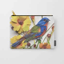 Painted Bunting Carry-All Pouch | Paper, Blue, Pattern, Bird, Audubon, Colorful, Red, Plants, Nature, Realistic 