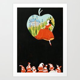 Snow White Art Print | Watercolor, Apple, Graphic, Movie, Literature, Lovely, Acrylic, Book, Kids, Graphicdesign 