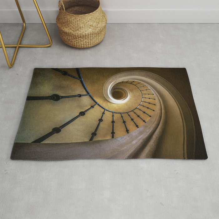 Golden spiral staircase Rug