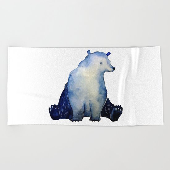 blue bear Beach Towel