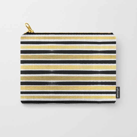 Black and white gold stripes modern brushstrokes minimal art print abstract painting gold foil Carry-All Pouch