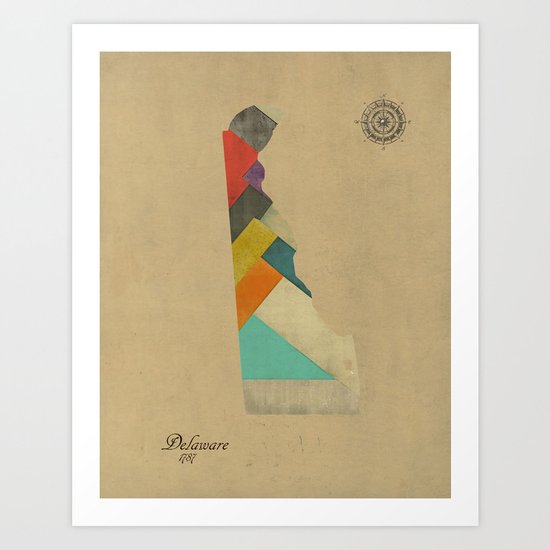 delaware state map Art Print