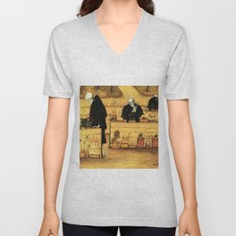 Garden of Life and Death flower and skeleton magical realism portrait painting by Hugo Simberg V Neck T Shirt