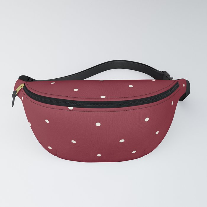 White Dots on Red Christmas Pattern Background Fanny Pack