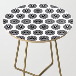 Black and white mandala bottle with stars and purple patterns Side Table
