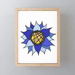 Blue Abstract Flower Framed Mini Art Print