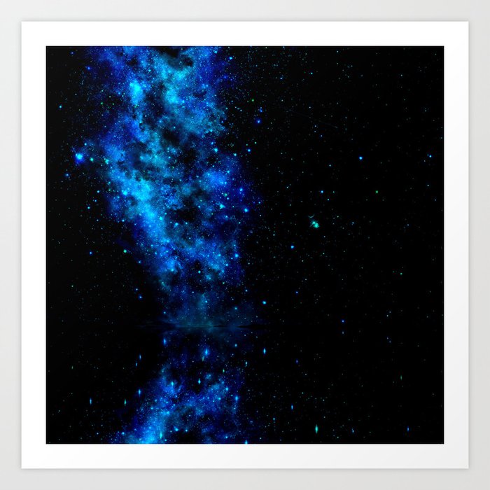Indigo Blue Turquoise Galaxy Art Print