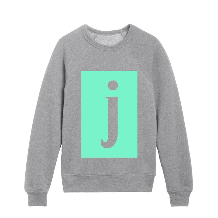 j (WHITE & AQUAMARINE LETTERS) Kids Crewneck