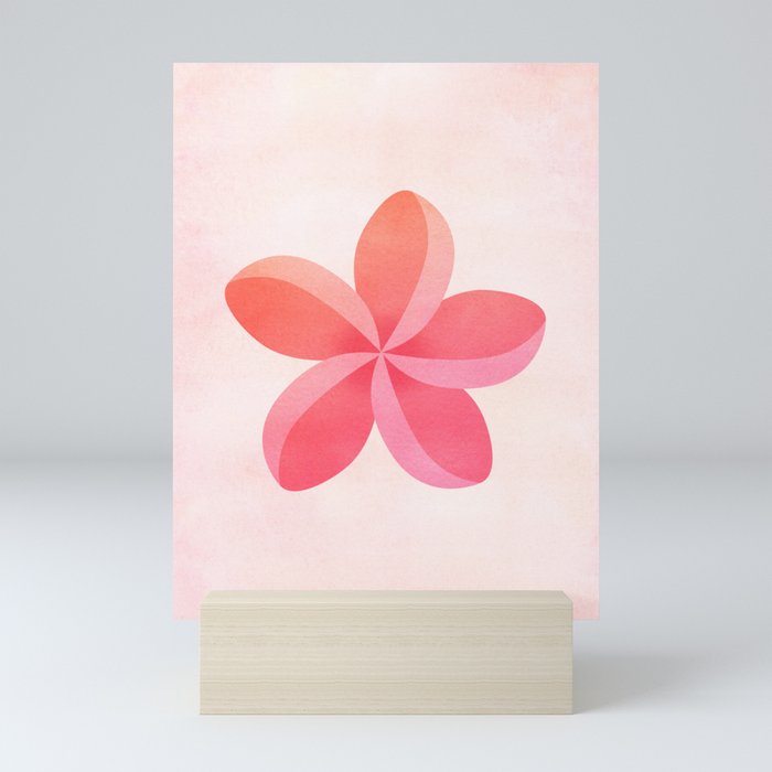 Pink Plumeria Frangipani Flower Pattern Mini Art Print