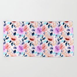 Beautiful Floral Watercolor Pattern Beach Towel