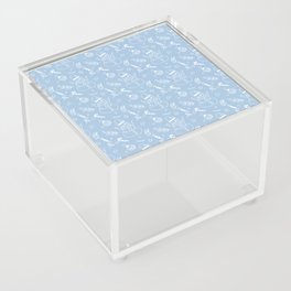 Pale Blue and White Christmas Snowman Doodle Pattern Acrylic Box