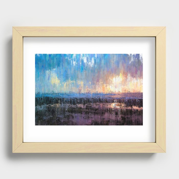 Prismatic Daybreak Showers Abstract Drip Paint Landscape Recessed Framed Print