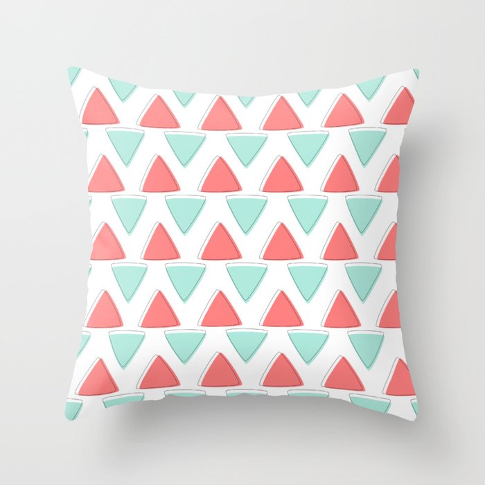 Cute triangle pattern blue and pink Throw Pillow