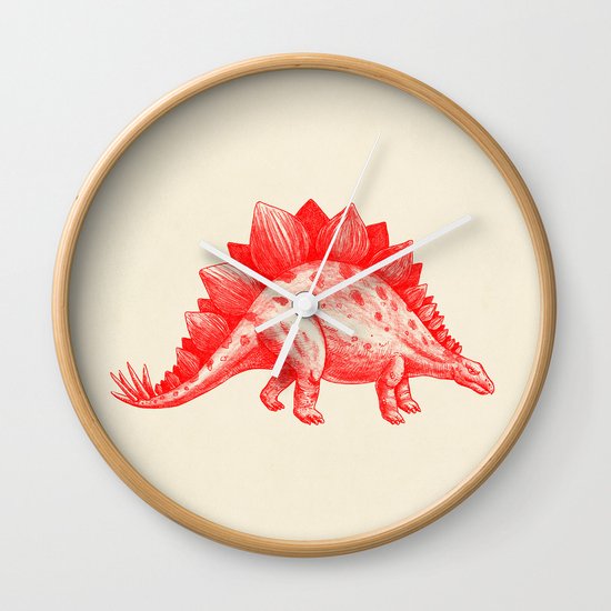 Red Stegosaurus Wall Clock