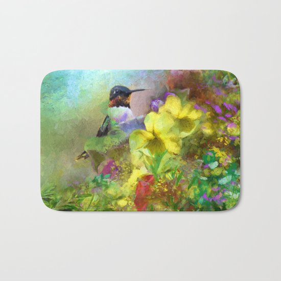 Hummingbird Bouquet Bath Mat